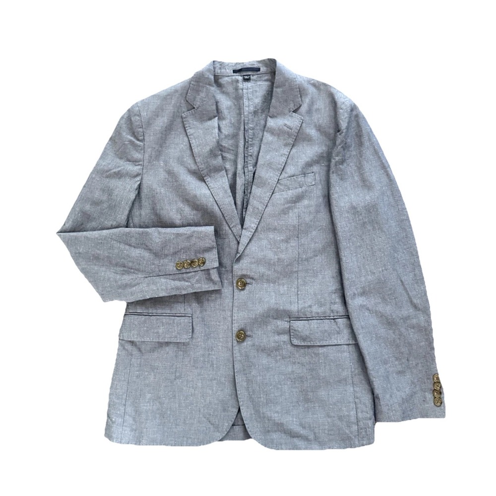 J.Crew Ludlow Baird McNutt Irish Linen Sport Coat 38R Blue Blazer Unstructured